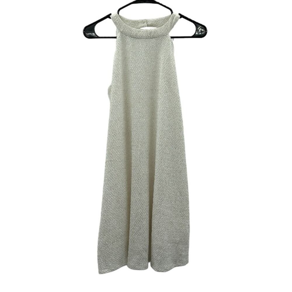 Altar'd State Cream & Gold Shimmer Textured Sleeveless Mini Dress Sz S